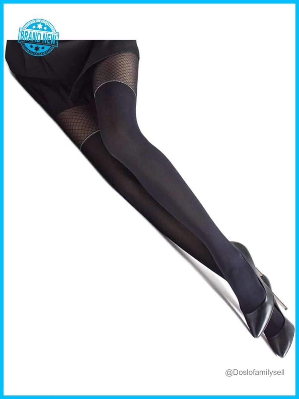 Mock Suspender Tights Over Knee Stockings Illusion Thigh High Design